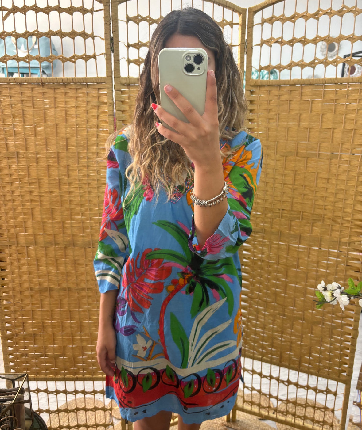 Túnica/ Saída de praia estampado tropical