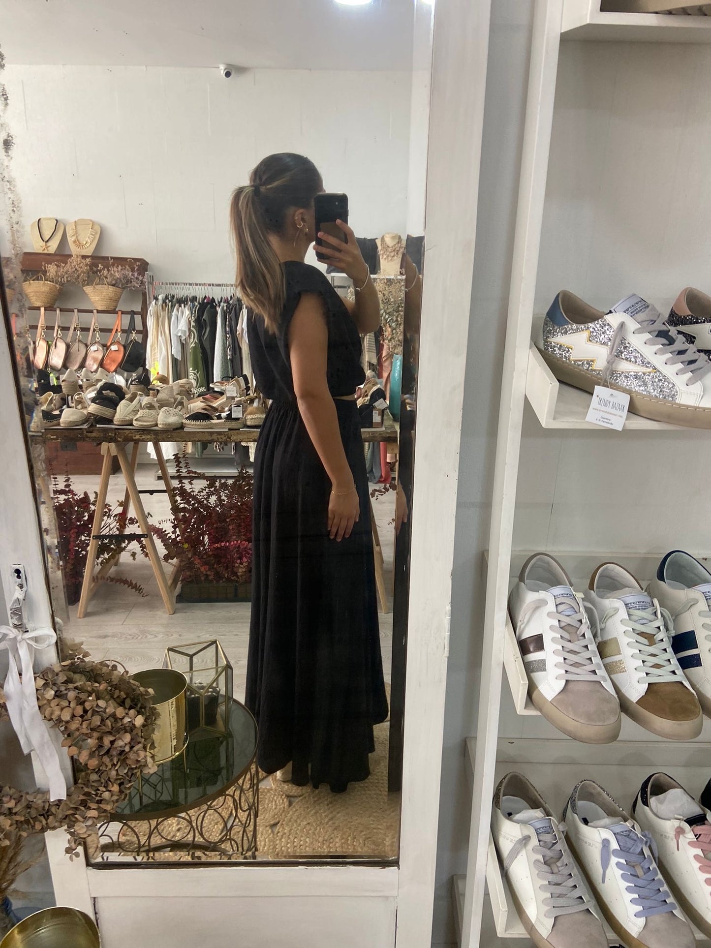 Conjunto túnica e saia caqui