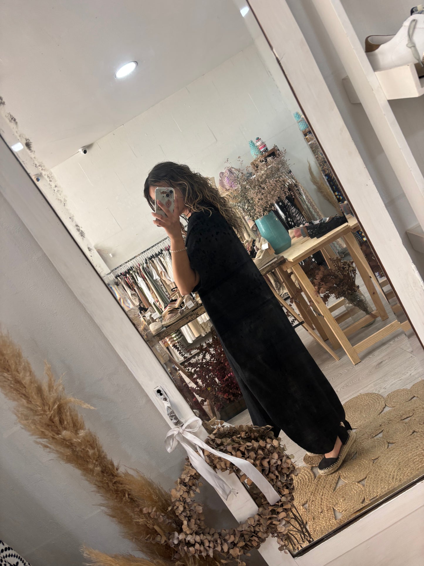 Vestido/kaftan algodão preto