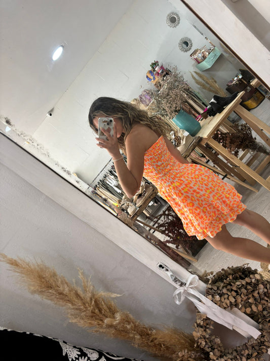 Macacão animal print laranja/amarelo