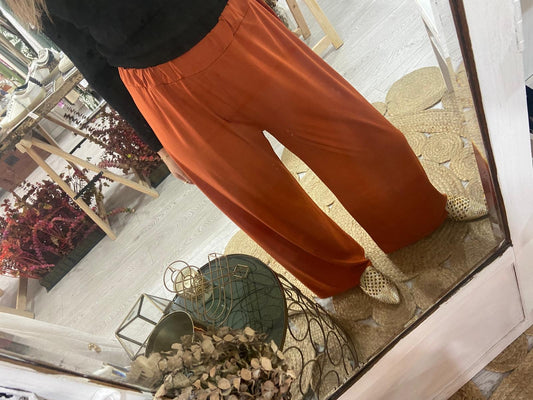 Pantalonas fluídas tijolo