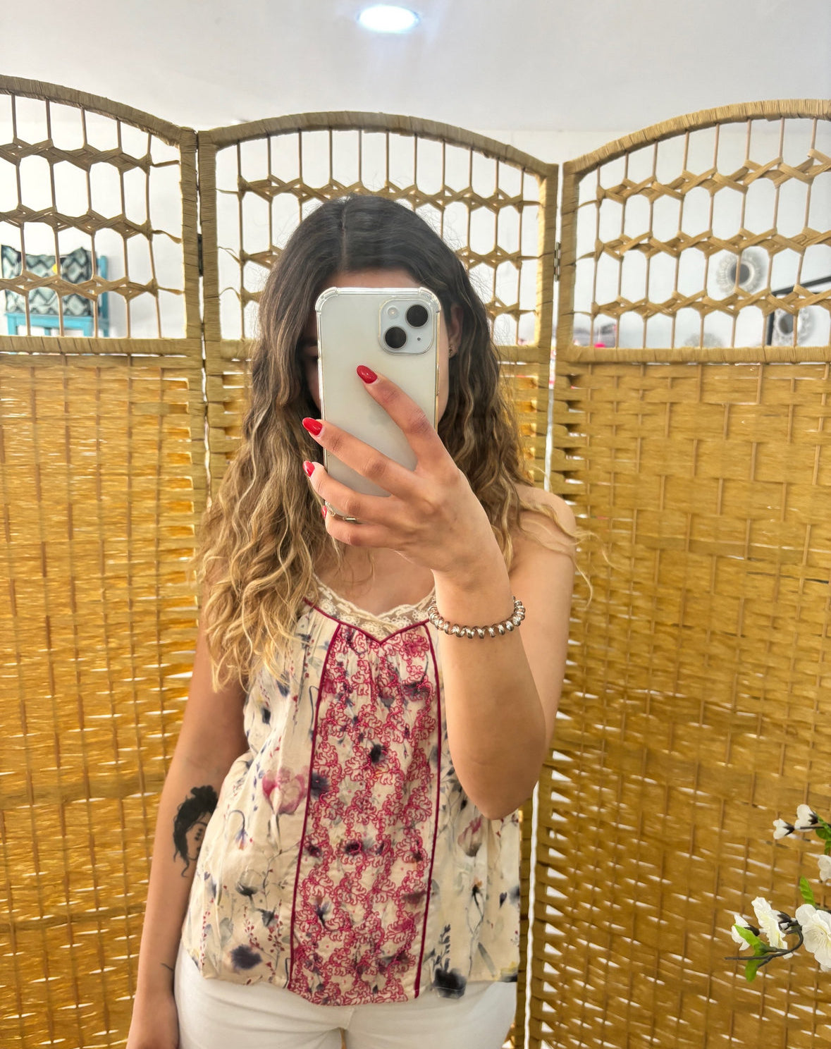 AU.Orelle romantic printed tank top