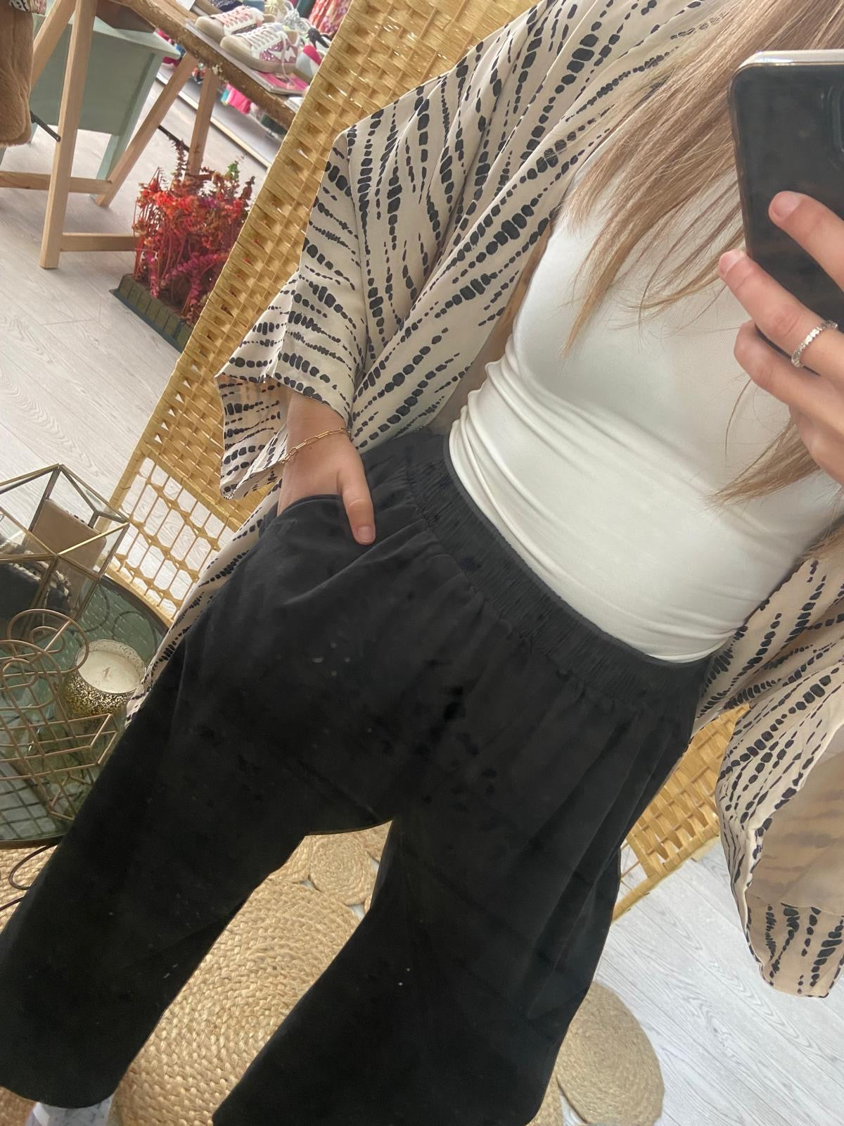 Pantalonas bege algodão com bolsos