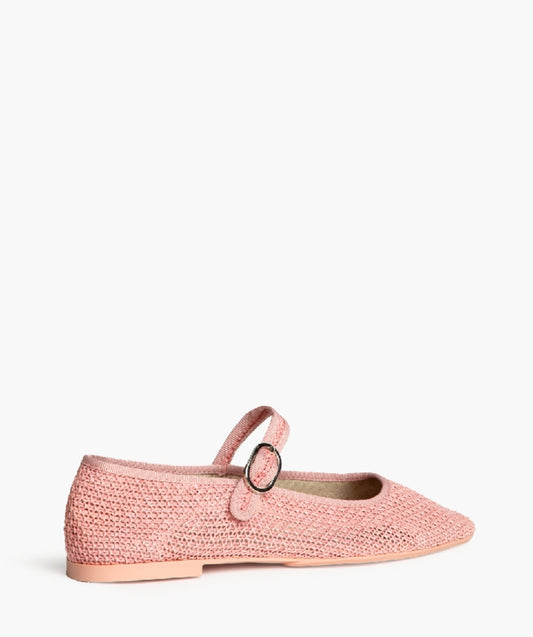 Mary Jane tricô rosa com fivela