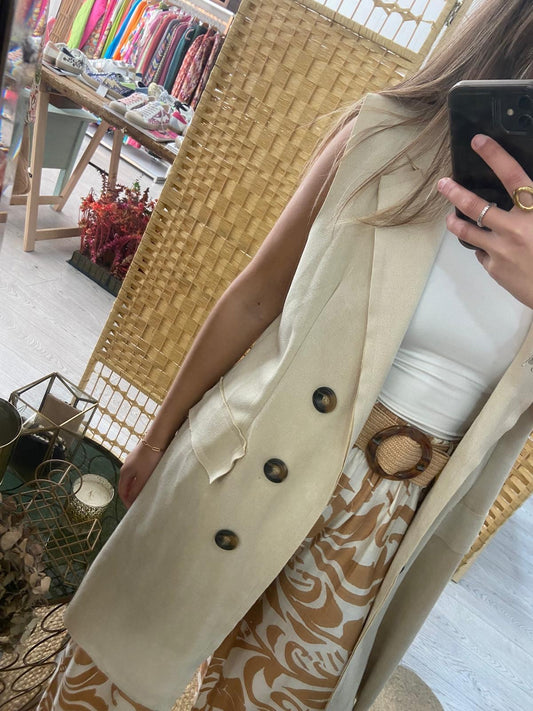 Colete pele pêssego creme