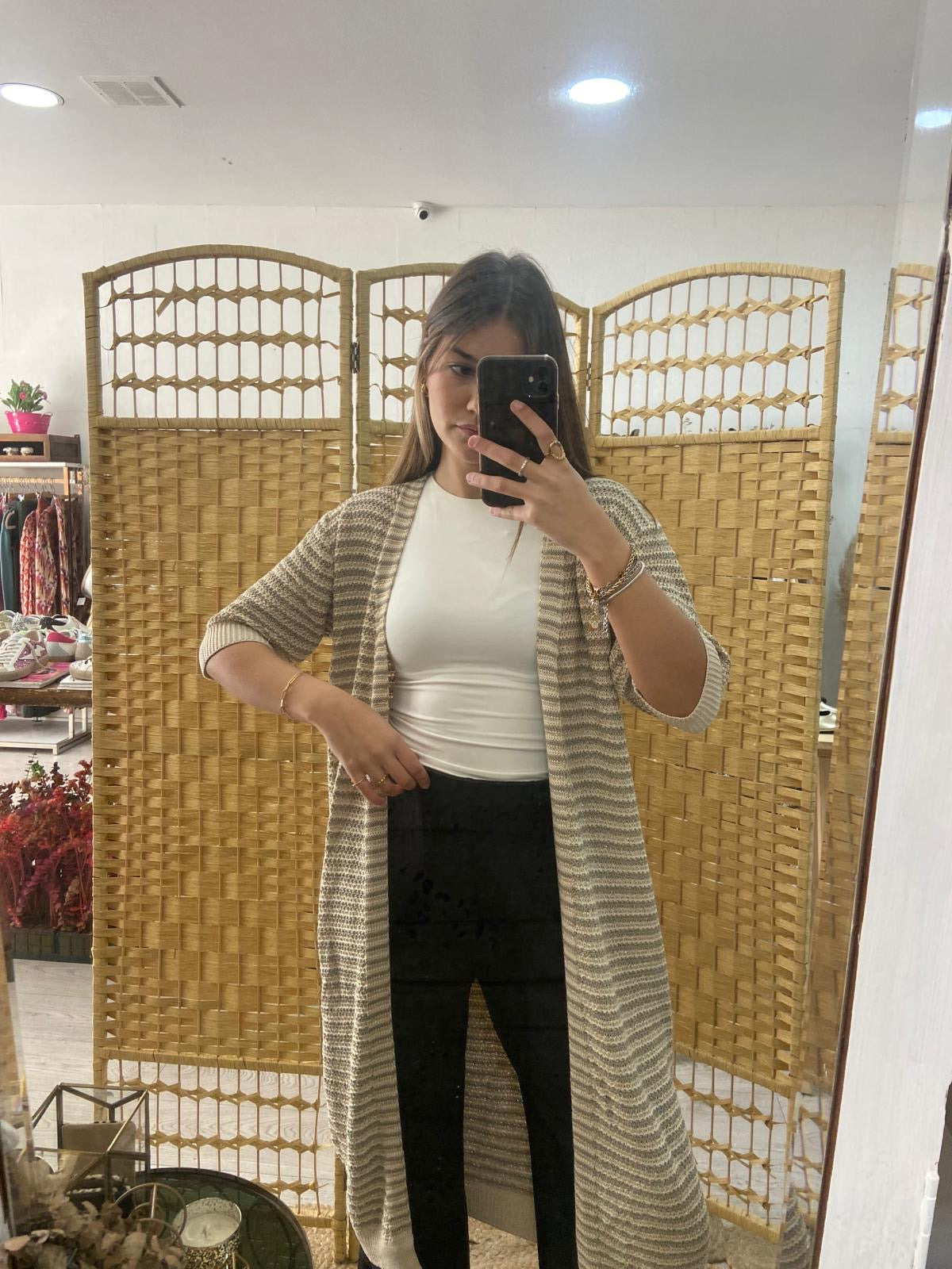 Kimono in Khaki, Beige and Lurex knitwear by TS.Kulti