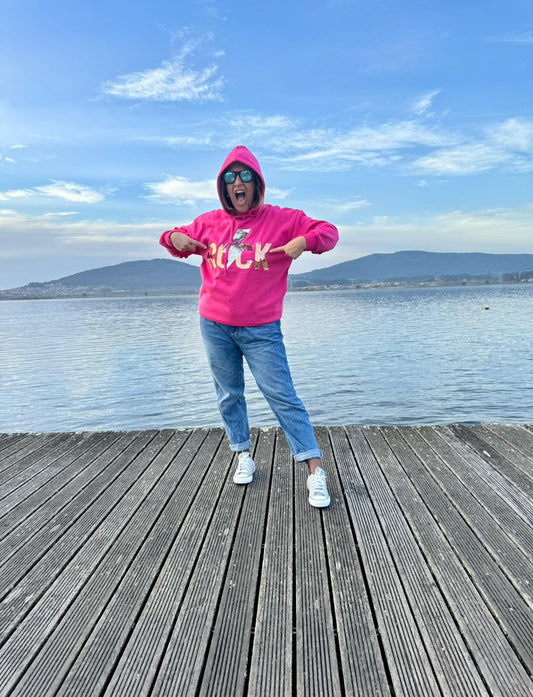 Sweatshirt rosa Rock raio em lantejoulas