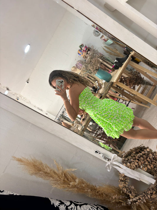 Macacão animal print verde/amarelo