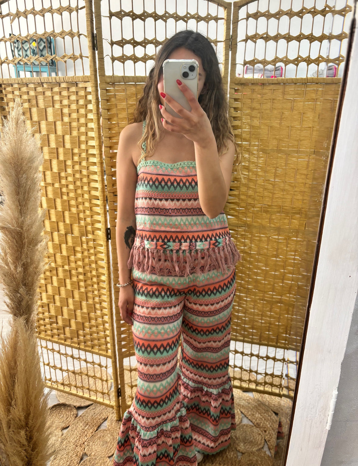 Colorful crochet crop top with fringes HJ.Zenda