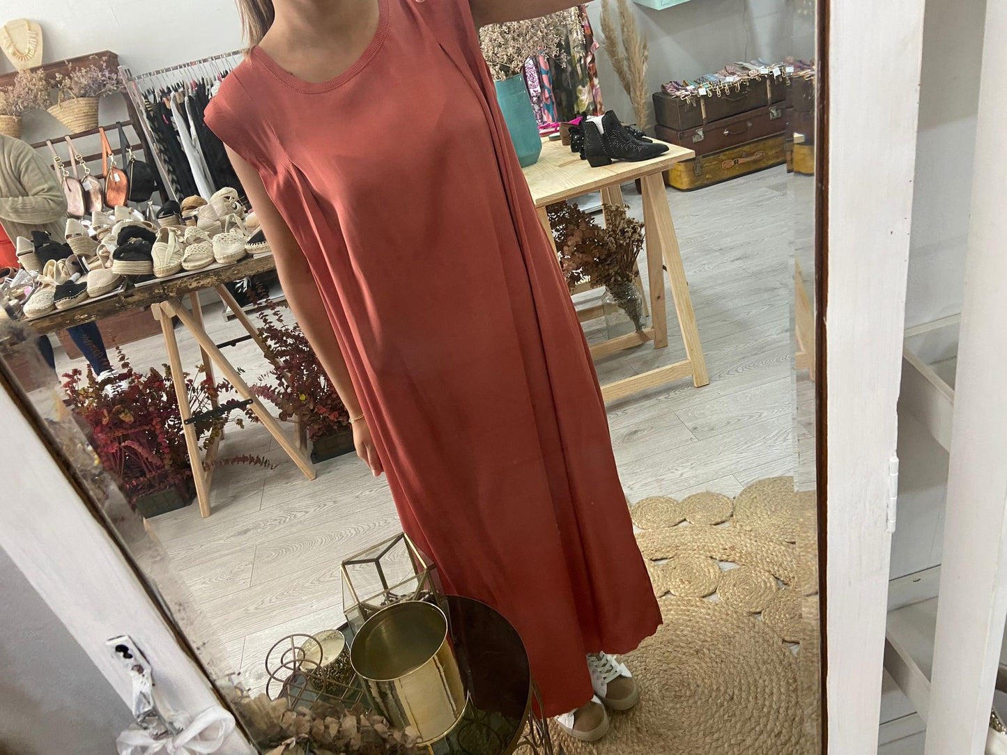 Vestido cetim tijolo