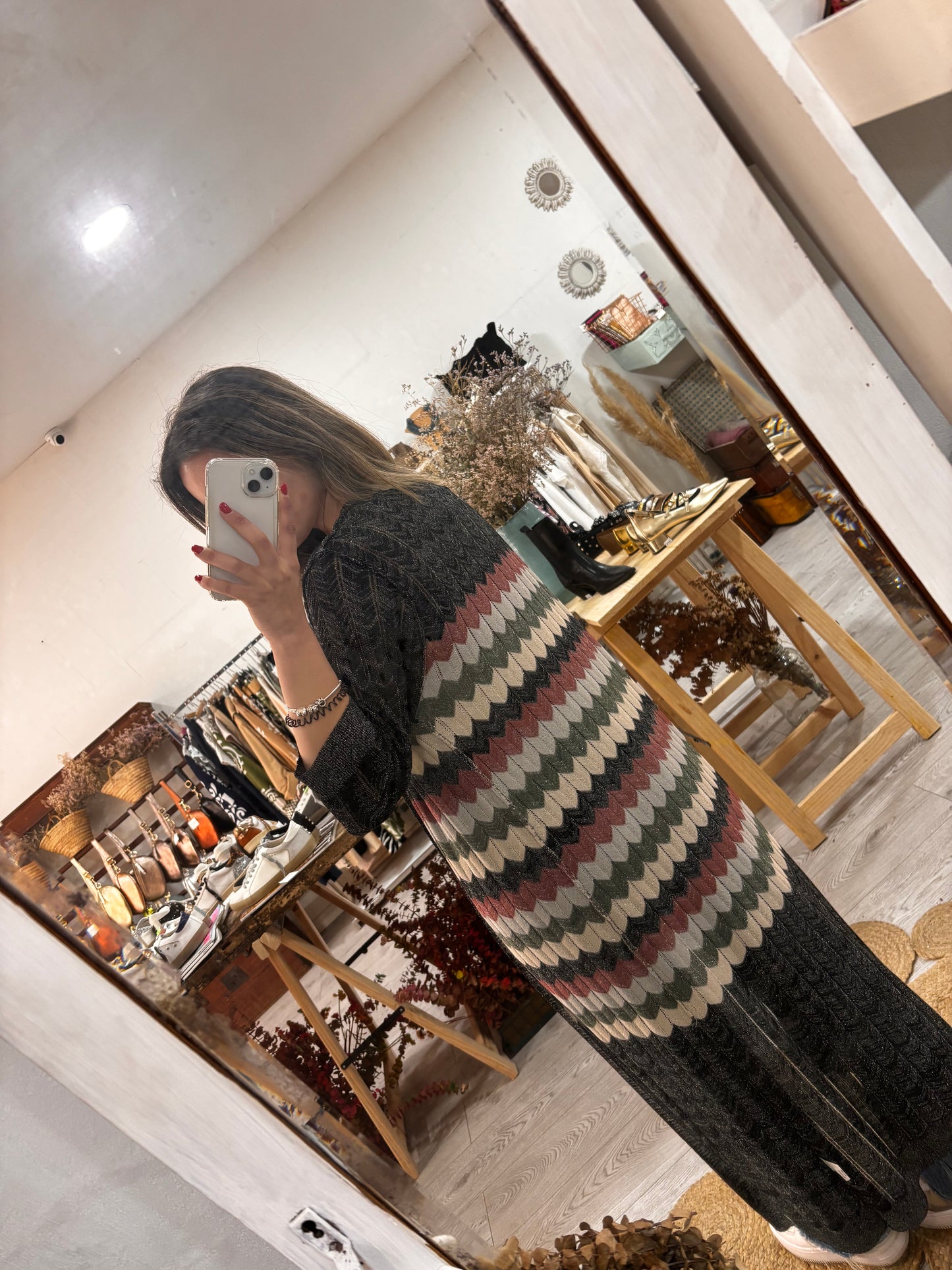 Kimono midi de lúrex con ziz zag morado