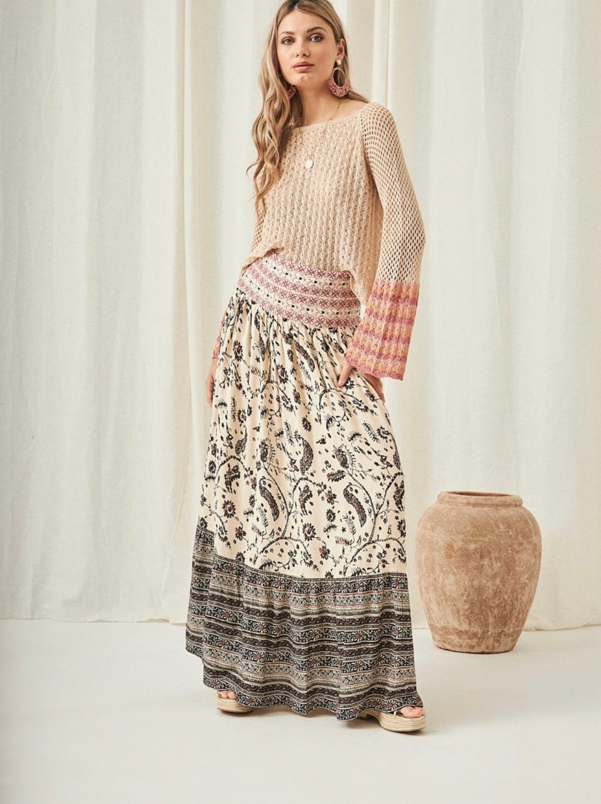 AU.Tami print combination skirt