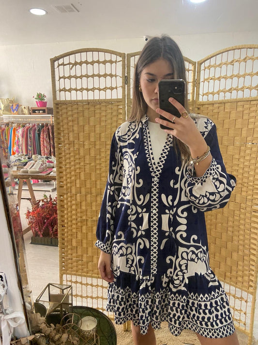 Blue printed dress