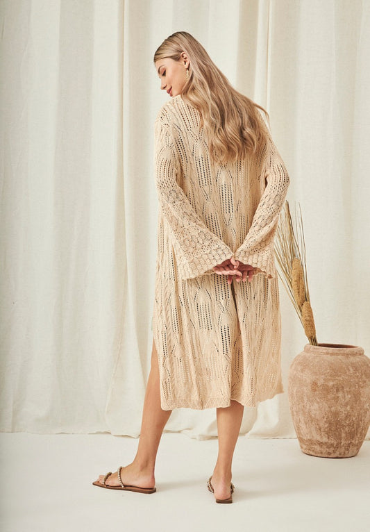 Kimono crochê areia TS.Elna