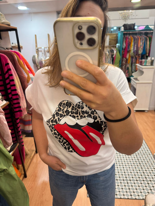 Tshirt The Rolling Stones com pedrarias branca