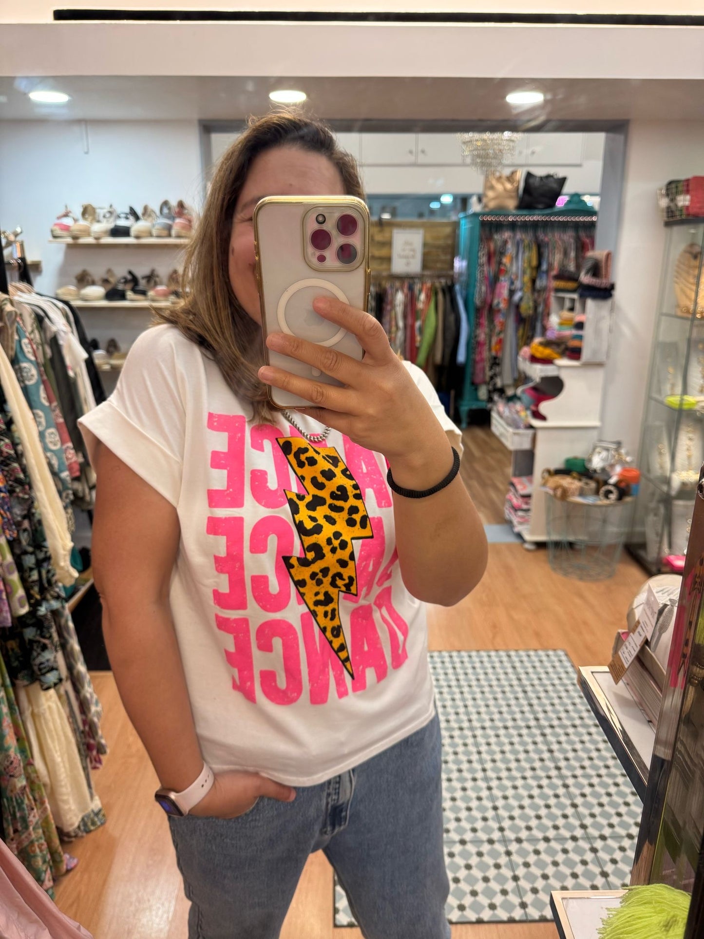 Tshirt branca Dance e raio