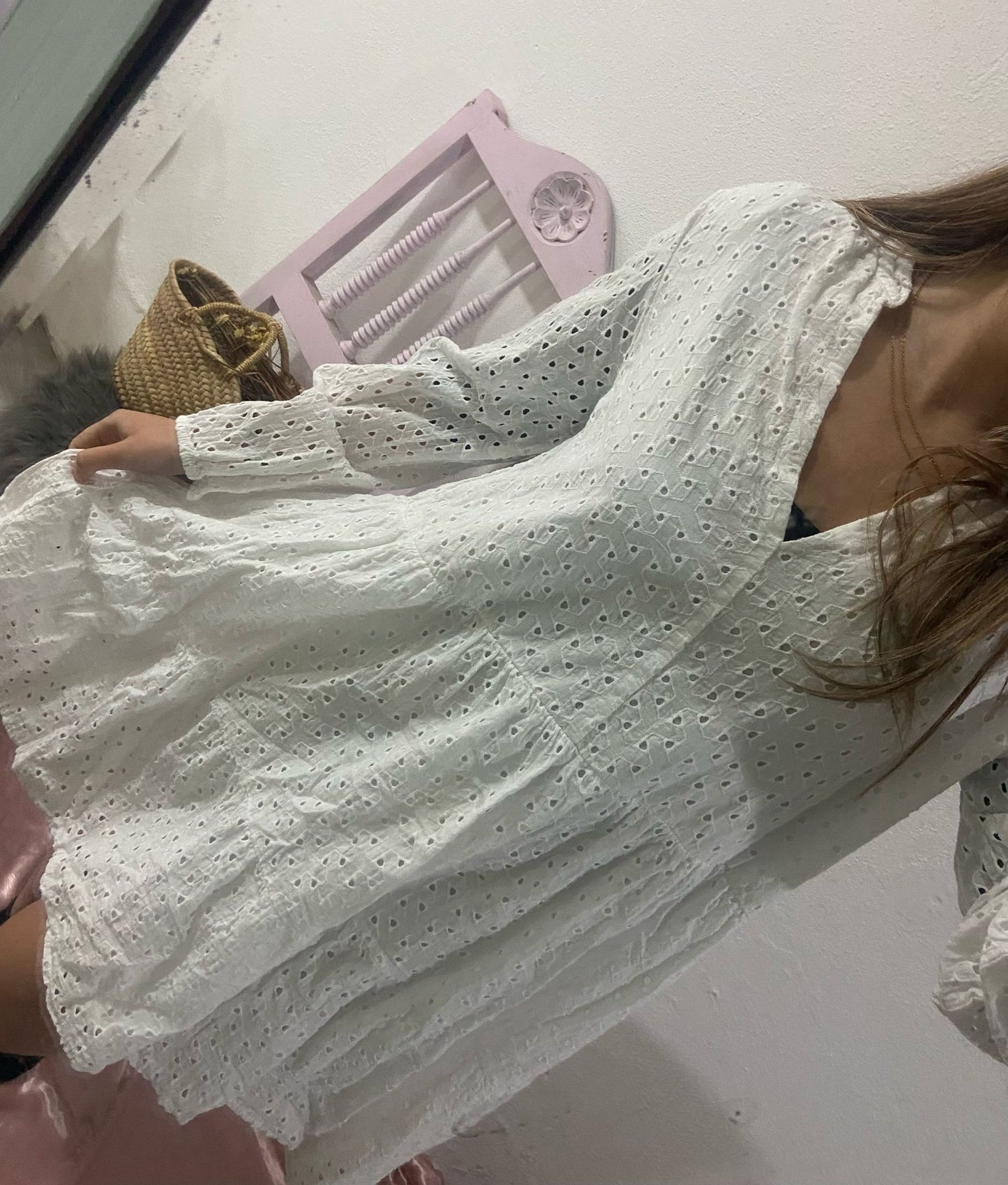 Vestido bordado inglês branco