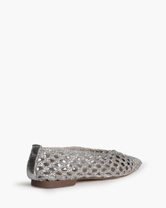 Bailarina prata metalizada entrelaçada