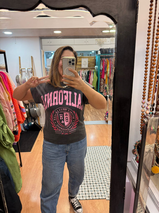 Tshirt Califórnia néon e cinza mesclado