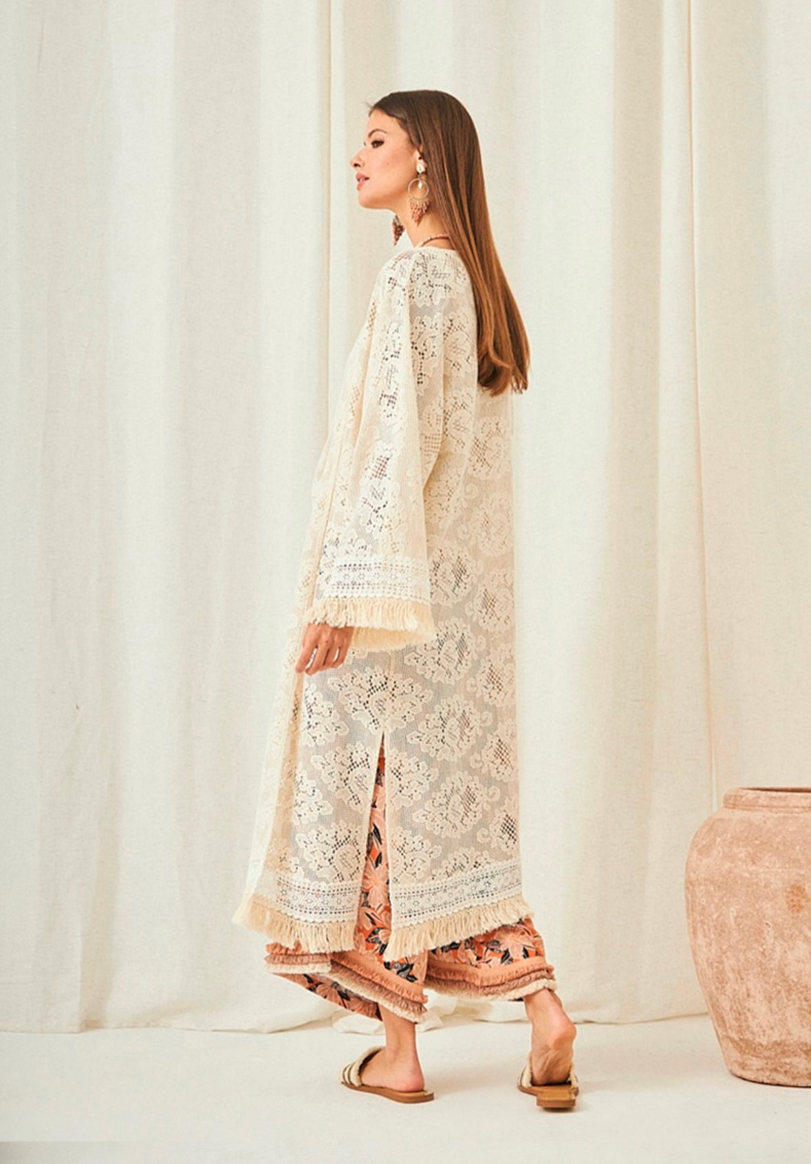 Ivory lace kimono Se.Dina