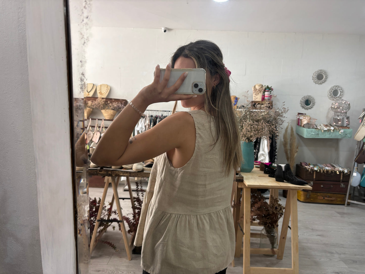 Top em linho buganvília