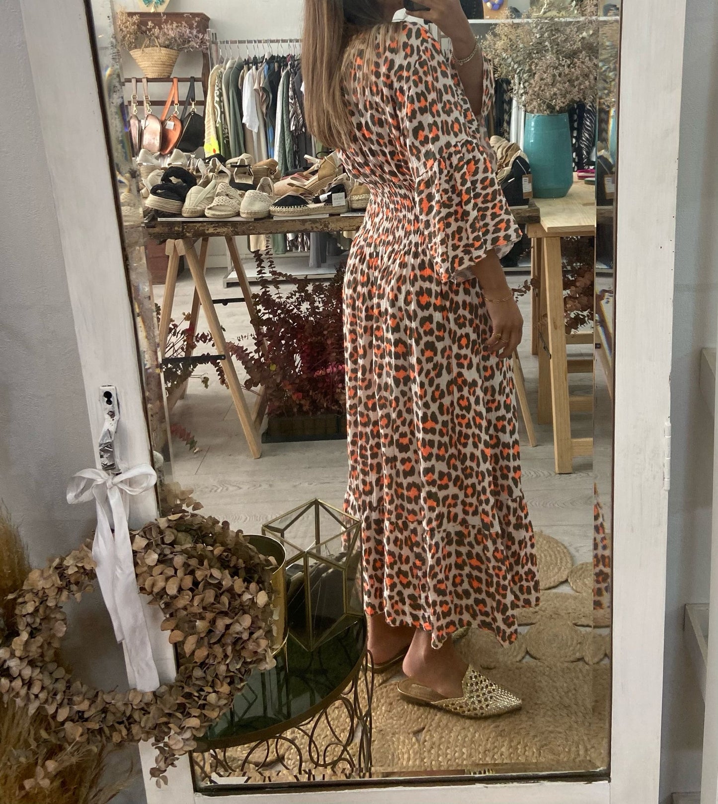 Vestido algodão rosa animal print lilás/amarelo