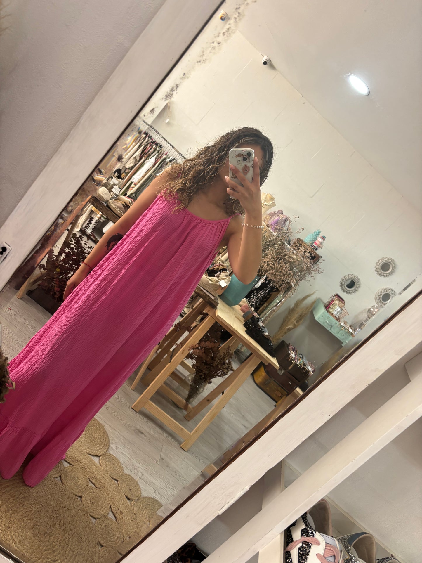 Vestido rosa costas abertas