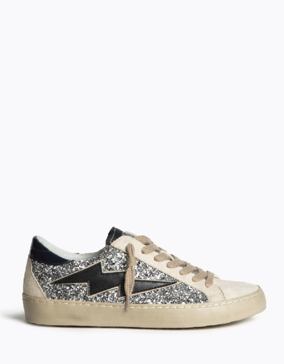 Sapatilhas glitter prata raio preto