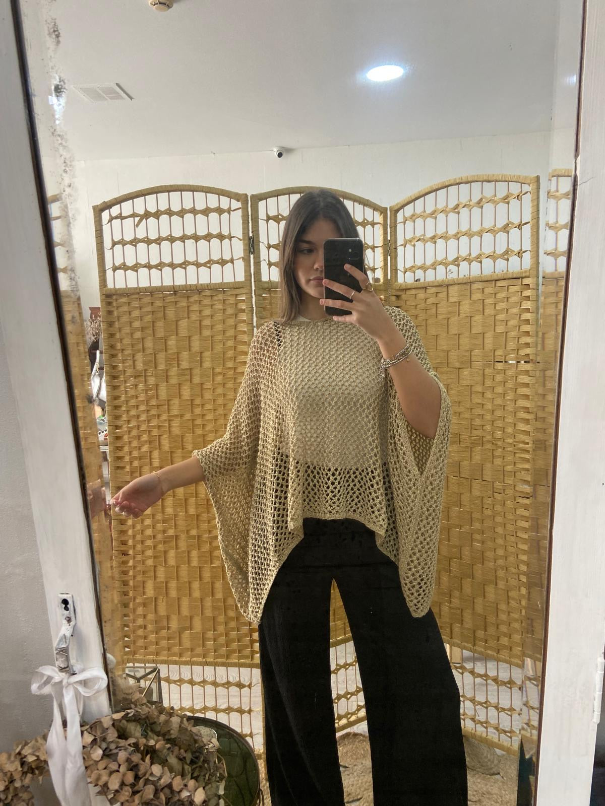 Túnica de crochet con malla de lurex calada