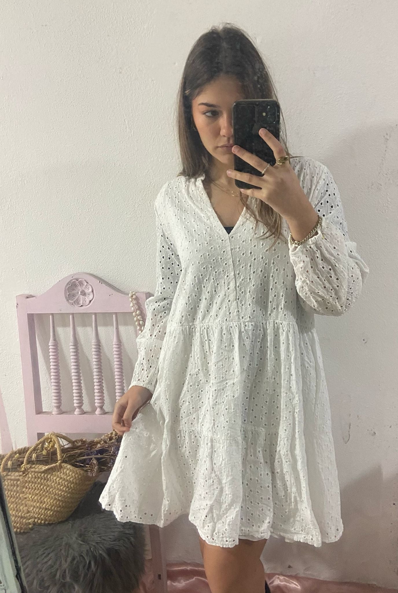 Vestido bordado inglês branco