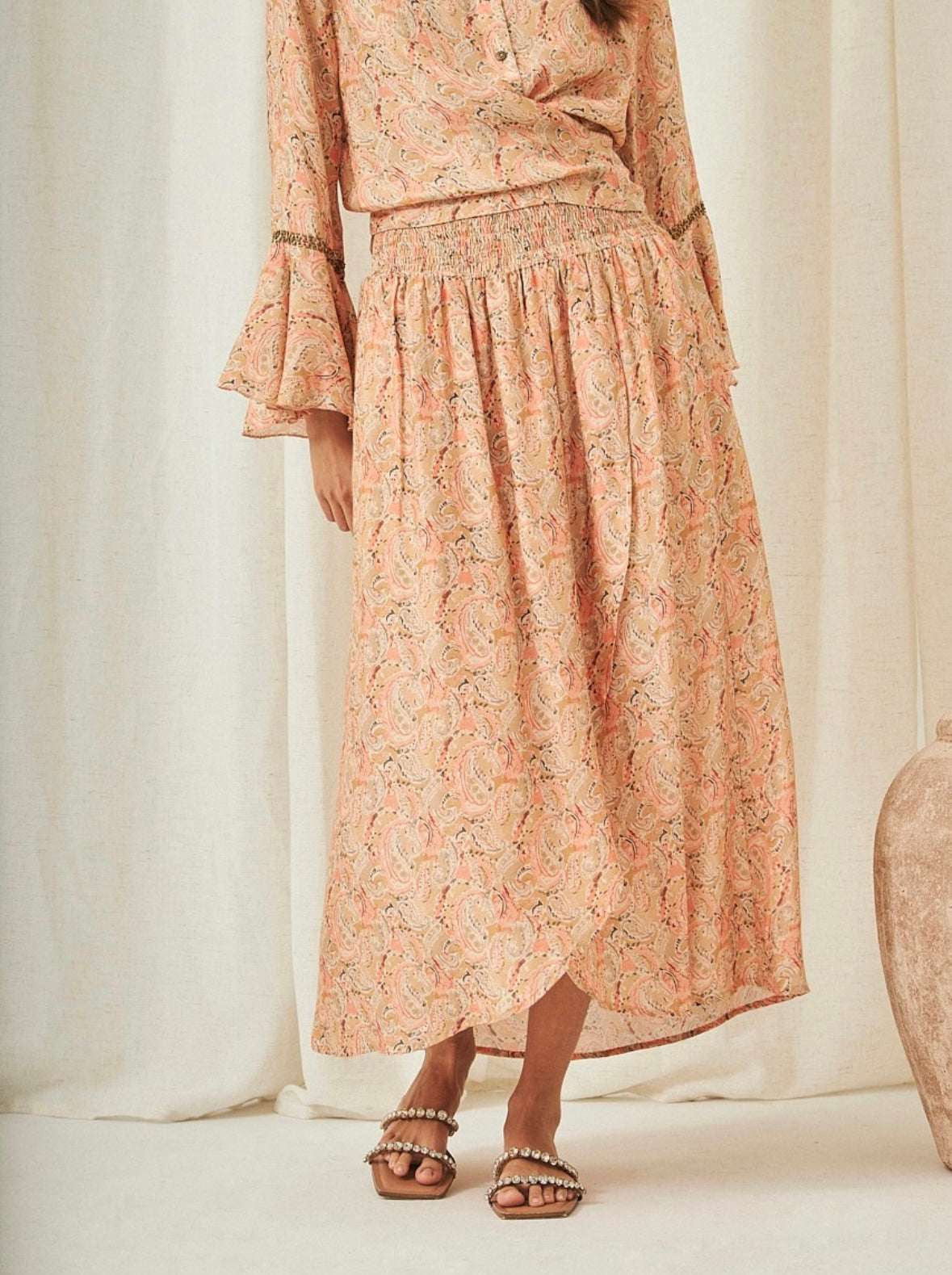 Falda con estampado paisley naranja de GF.Kaem