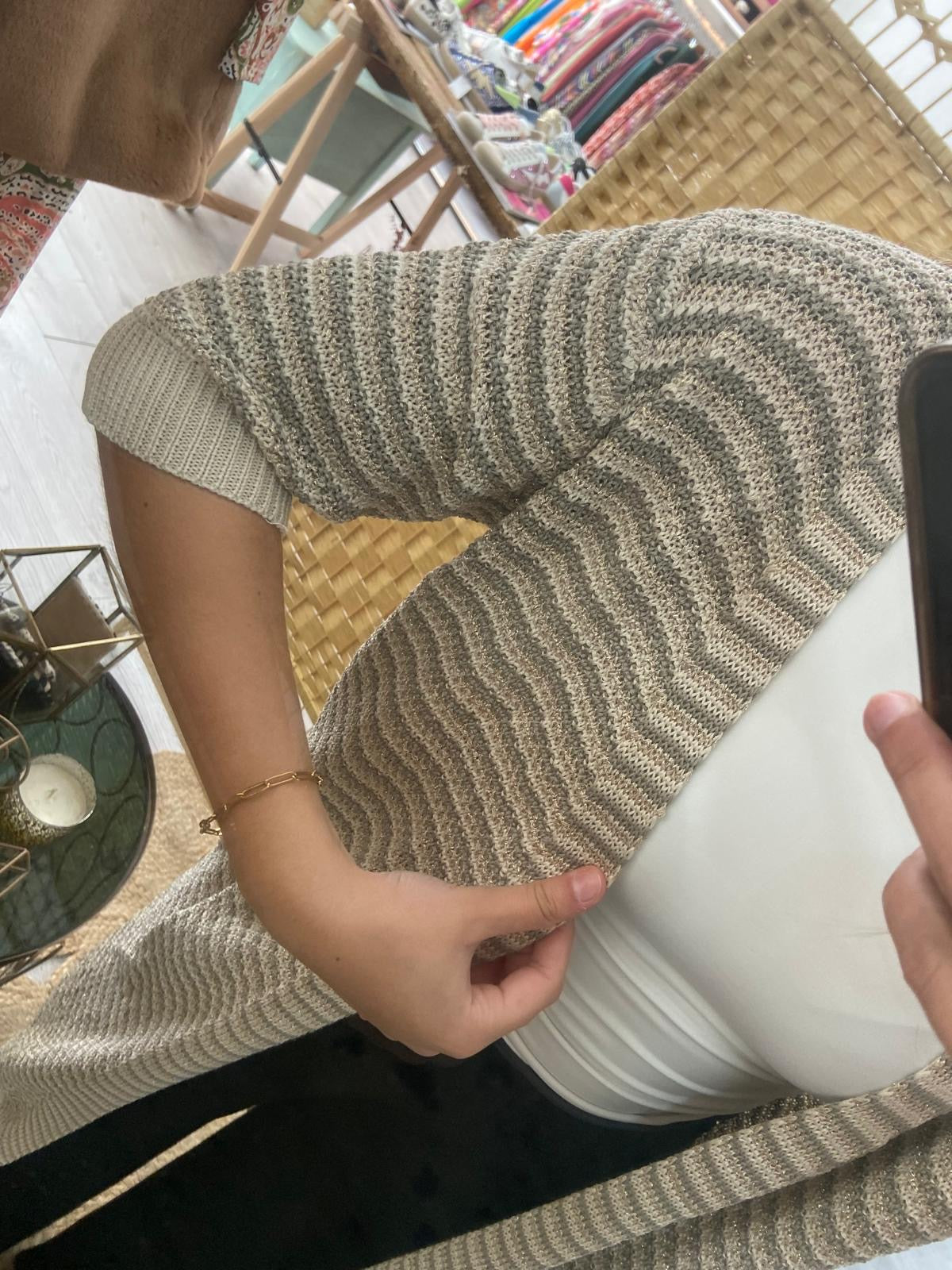 Kimono in Khaki, Beige and Lurex knitwear by TS.Kulti