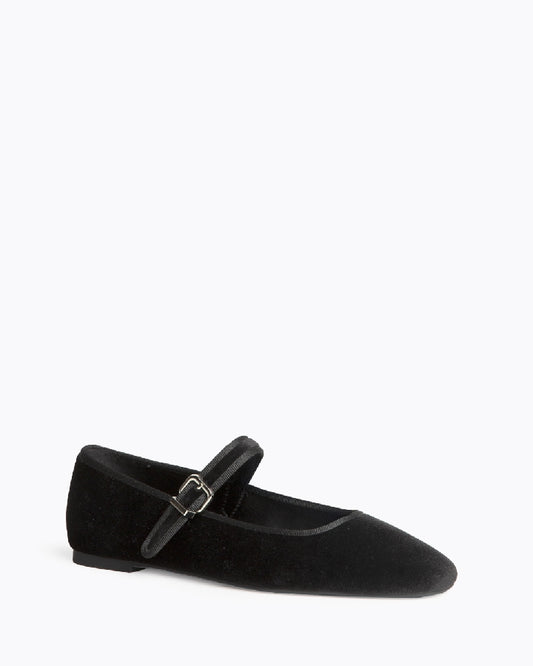 Black velvet Mary Janes with buckle