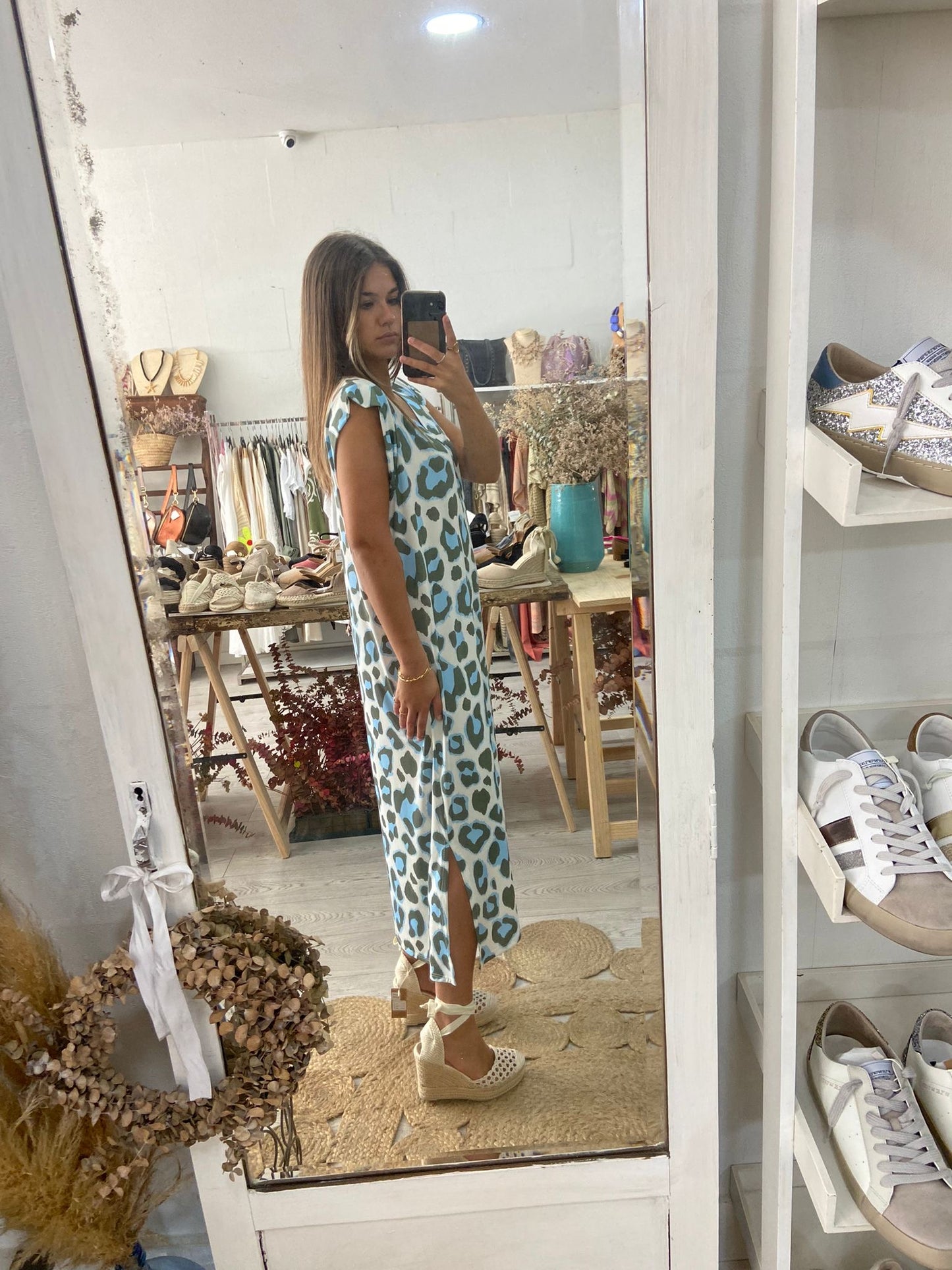 Vestido animal print laranja/rosa