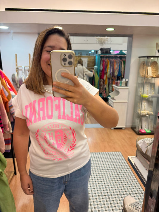 Tshirt Califórnia néon e branca