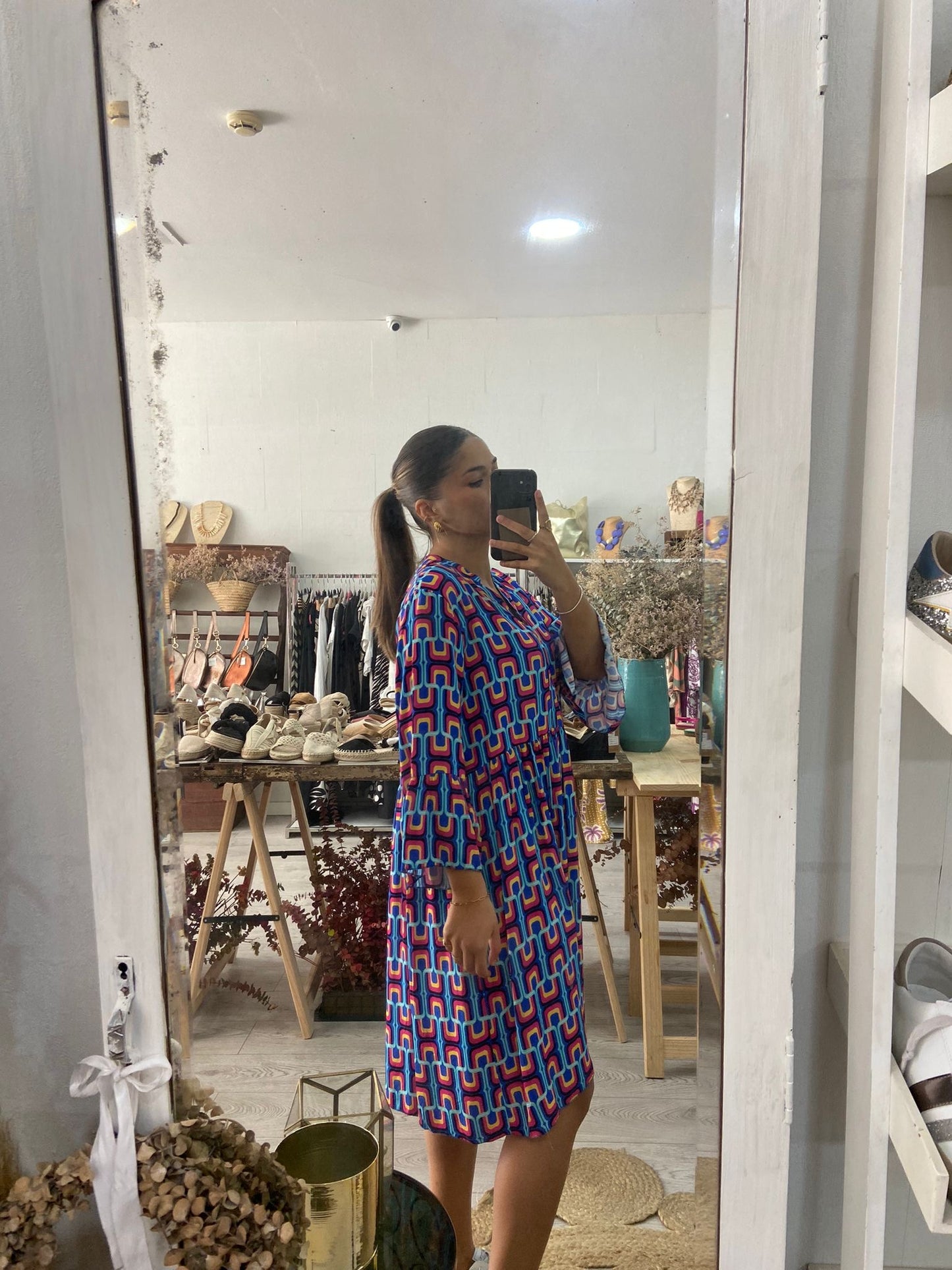 Vestido azulão com estampado