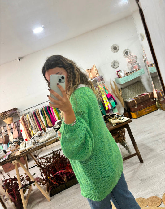 Casaco de malha verde