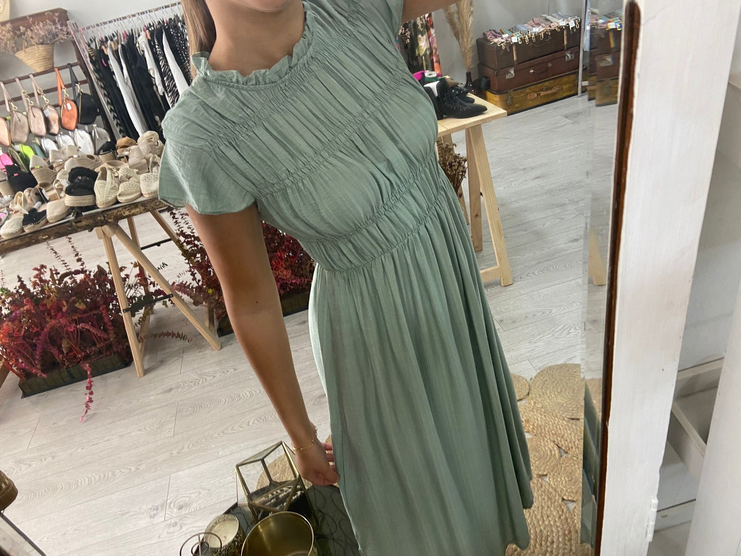 Vestido coral favos de mel