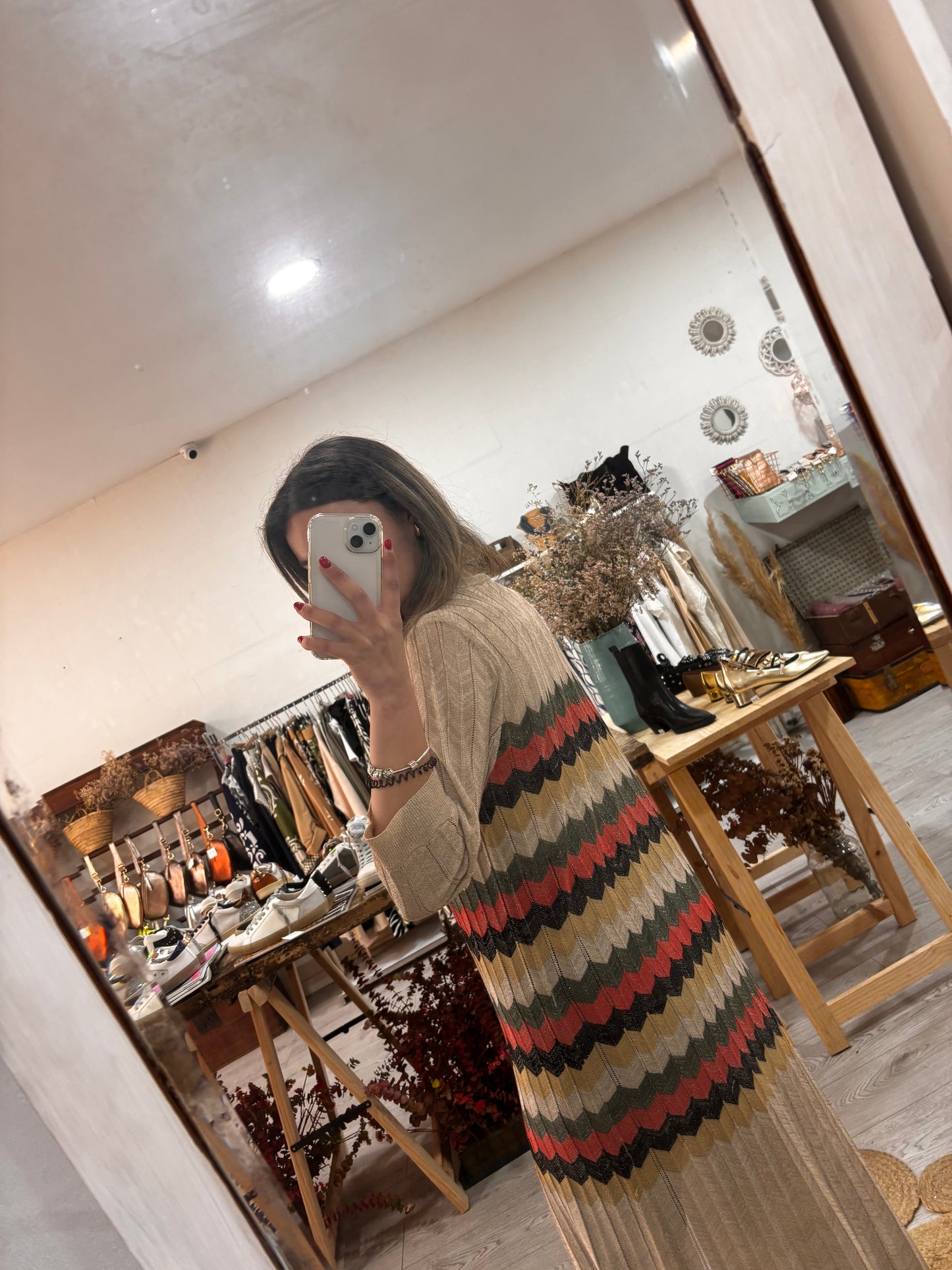 Kimono midi de lúrex con ziz zag morado