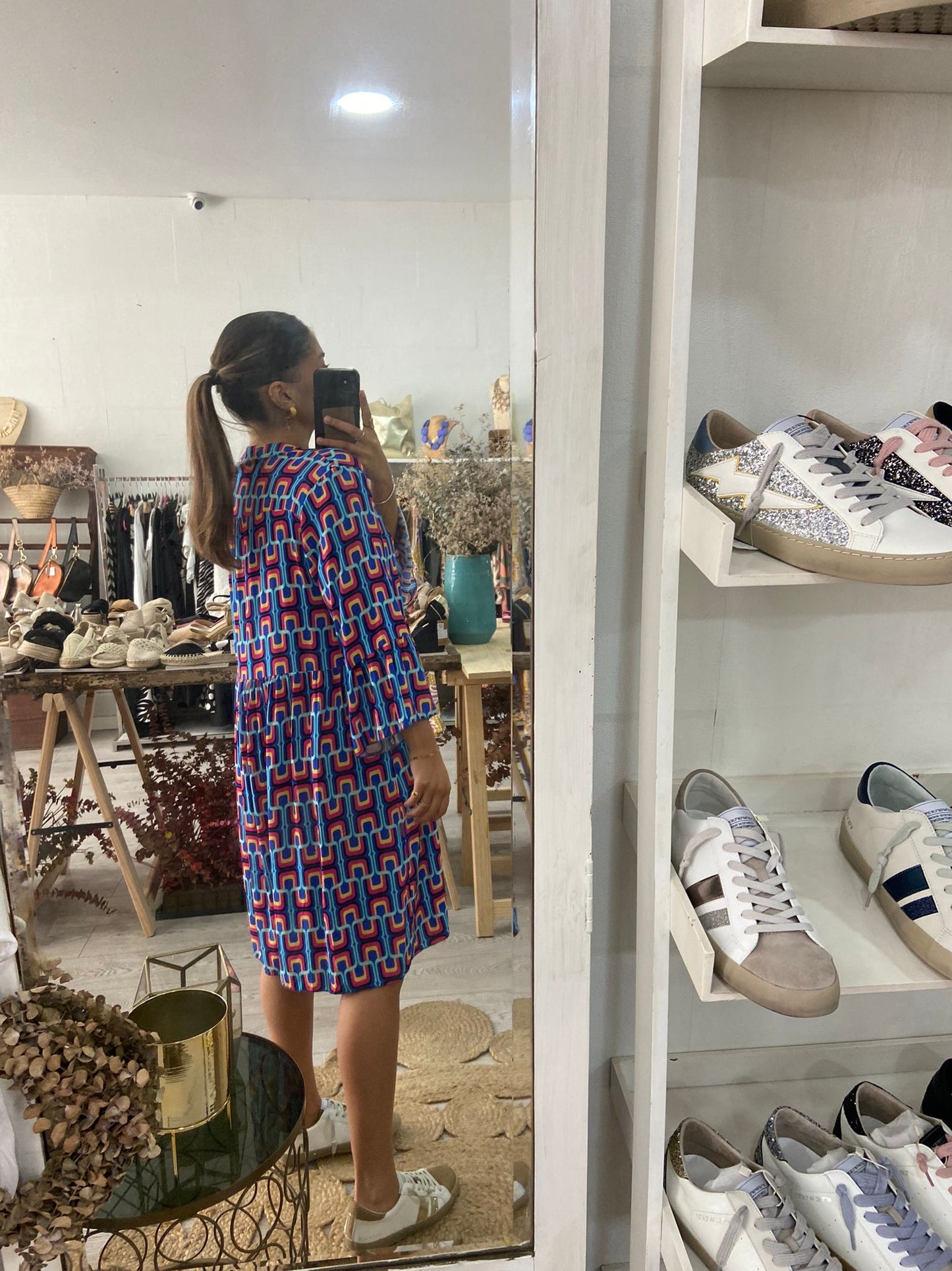Vestido azulão com estampado