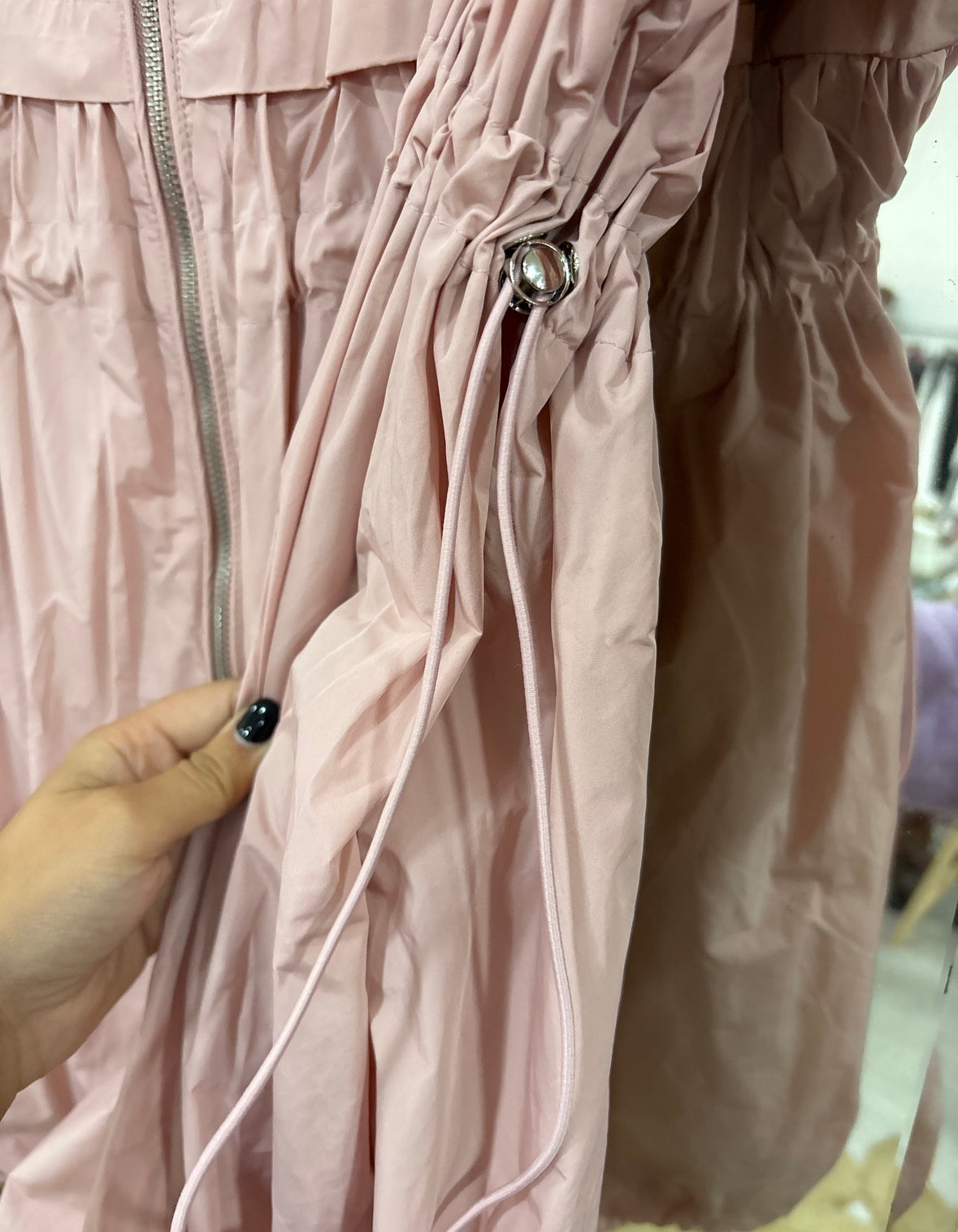 Parka cintada impermeável rosa