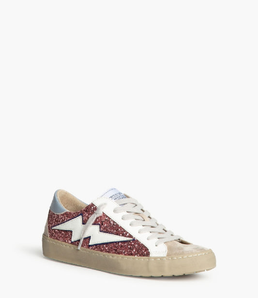 Sapatilhas glitter rosa raio branco azul atrás