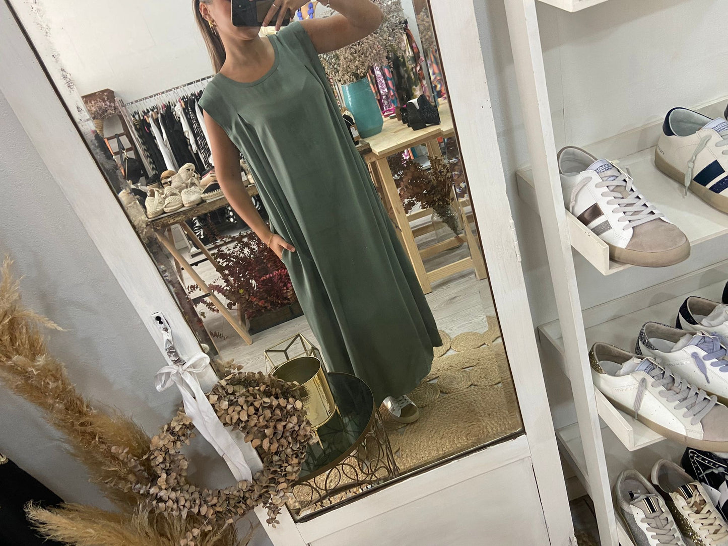 Vestido cetim tijolo