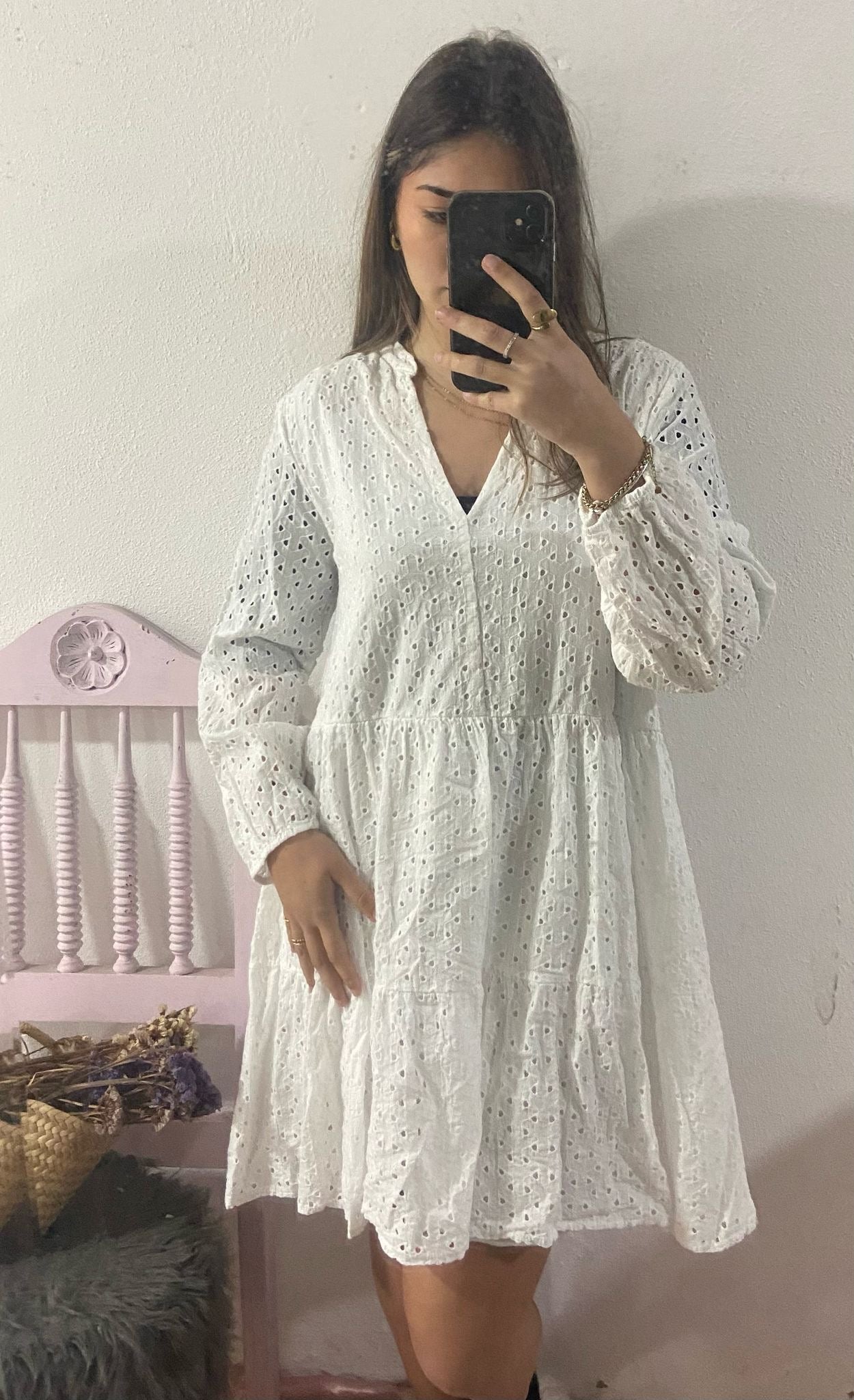 Vestido bordado inglês branco