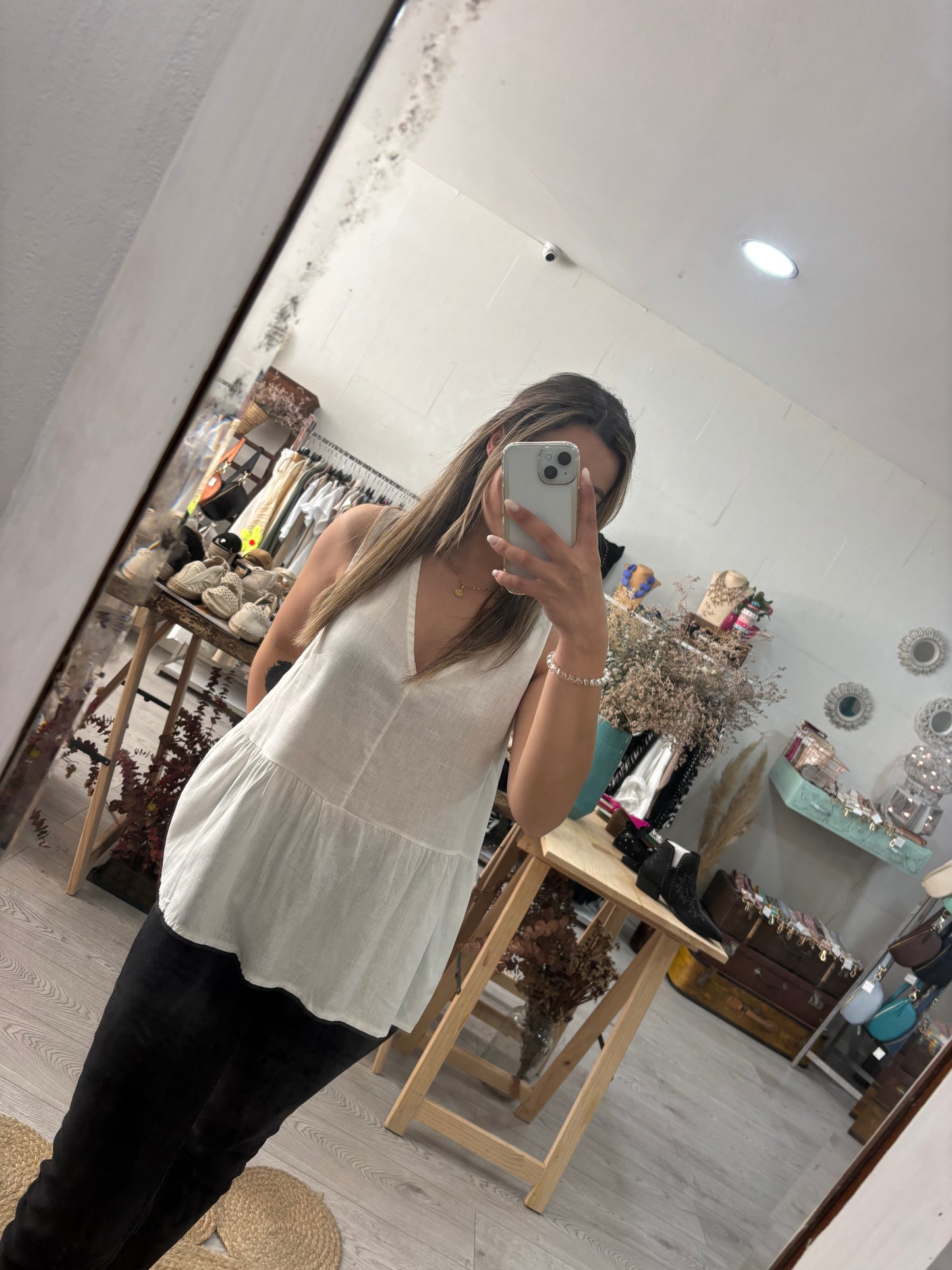 Top em linho buganvília