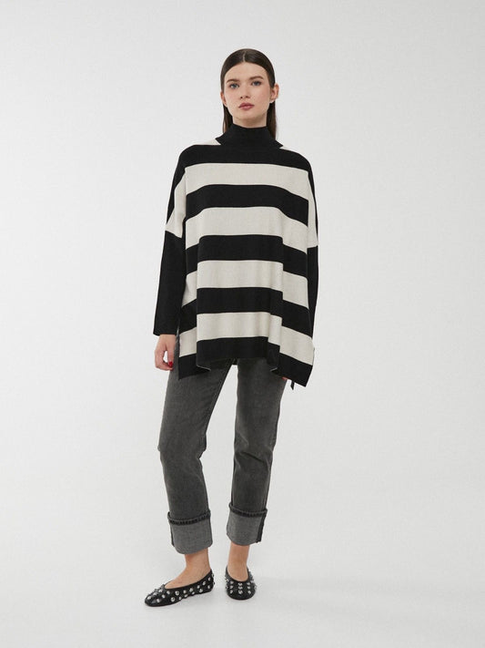 Camisola riscas meia gola