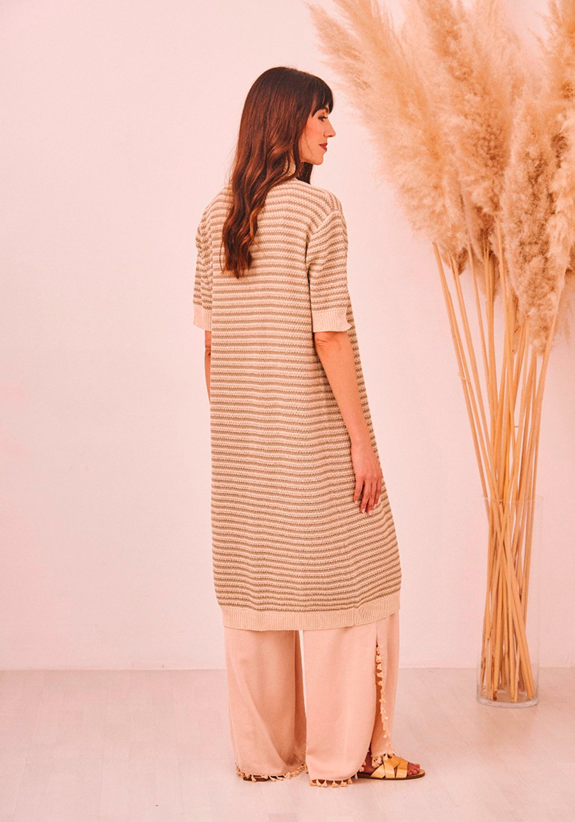 Kimono in Khaki, Beige and Lurex knitwear by TS.Kulti