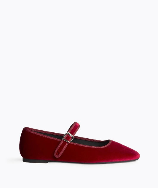 Mary Jane veludo Bordeaux