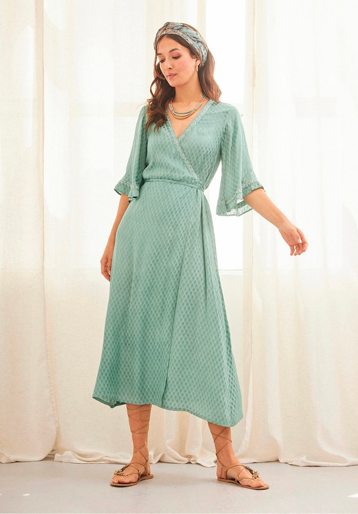 CS.Tiqar Kimono/Vestido de Satén Turquesa