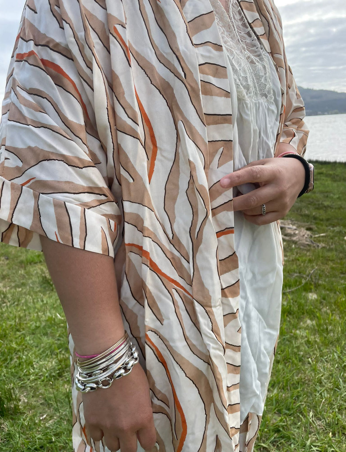 Kimono zebra camel e laranja